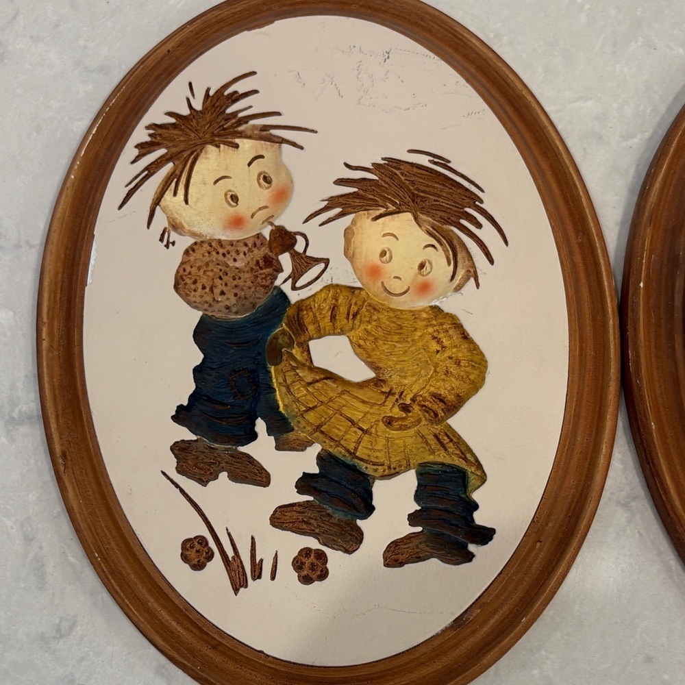 Vintage Style Brown and Cream Wall Art Set - Picture 3 of 4